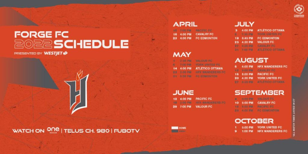 Forge FC 2022 schedule: CPL soccer returning to Hamilton Apr. 16
