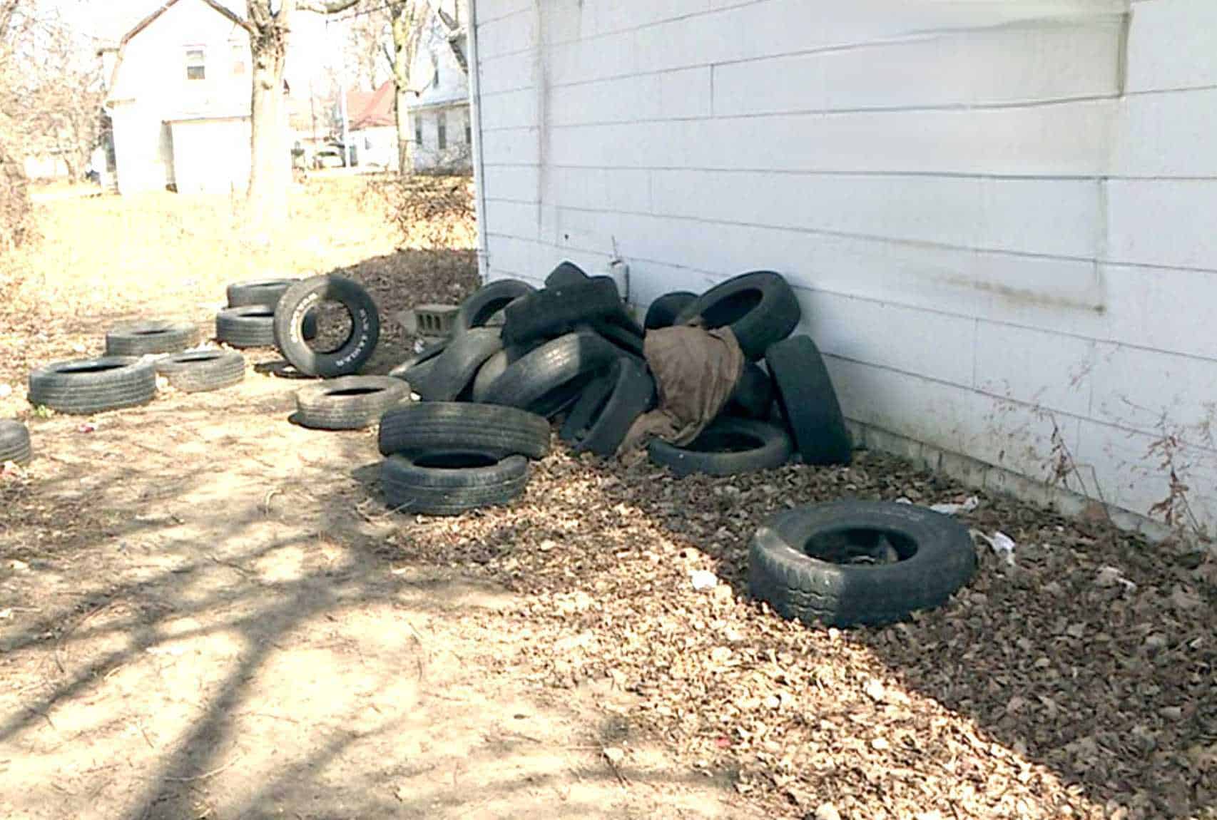 Tire in front of Mississauga house