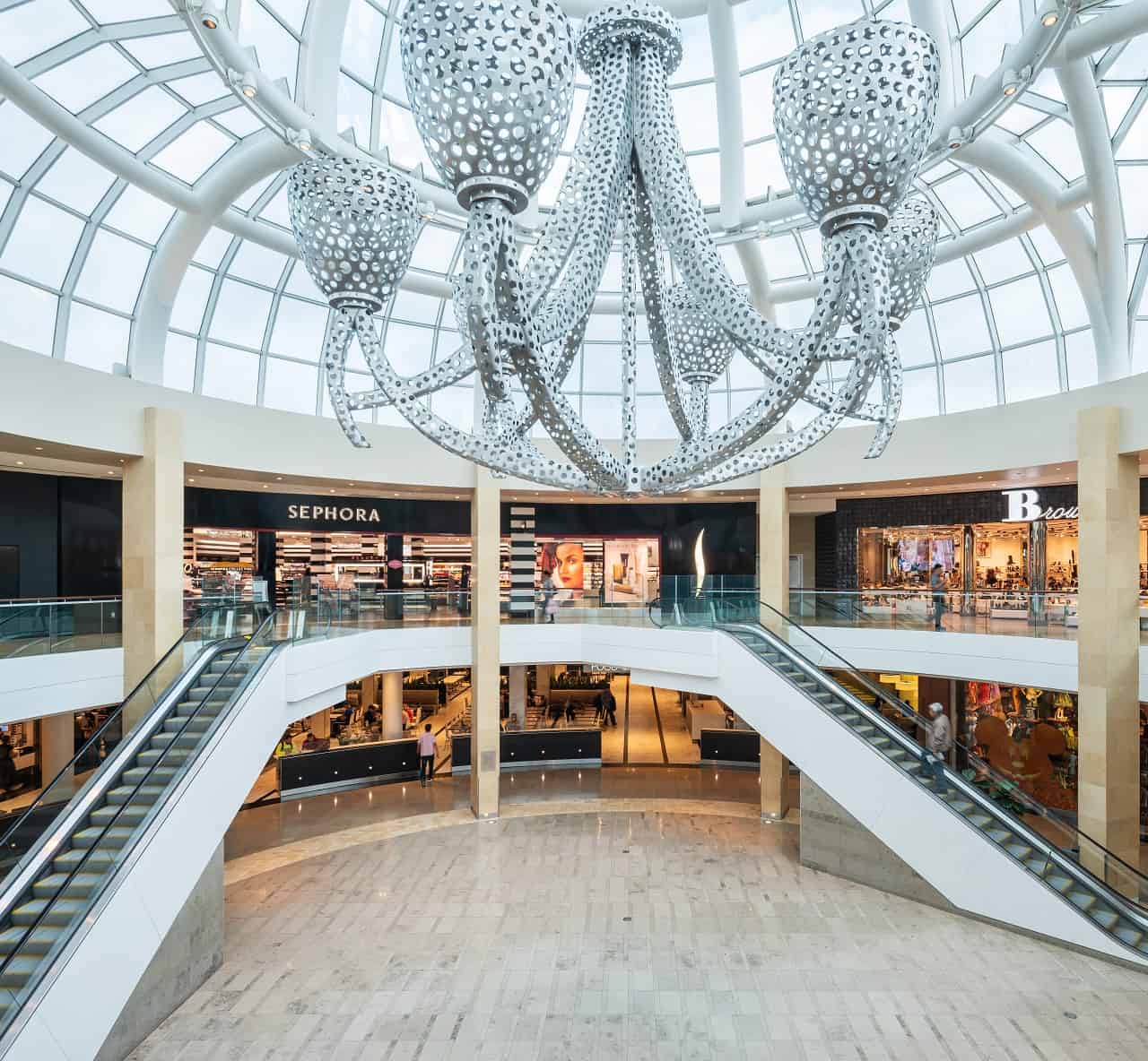 Interior of Square One. Square One in Mississauga is giving away free $30 gift cards to Mississauga residents who bring out-of-towners to the mall, via their new Visiting Friends & Relatives Program (VFR) program.