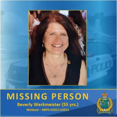 MISSING PERSON: 55-year-old Welland woman.