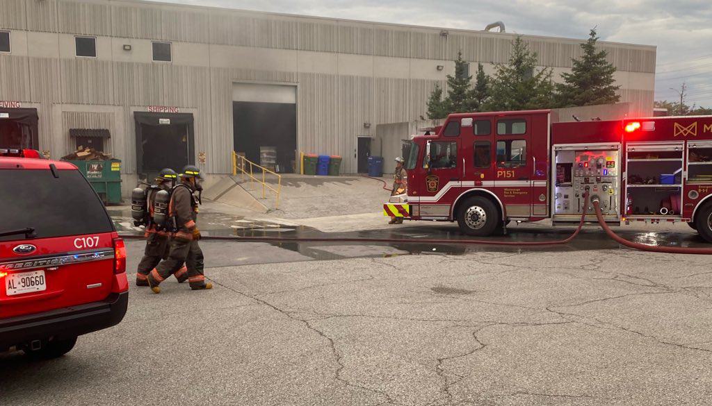 Commercial property fire in Mississauga