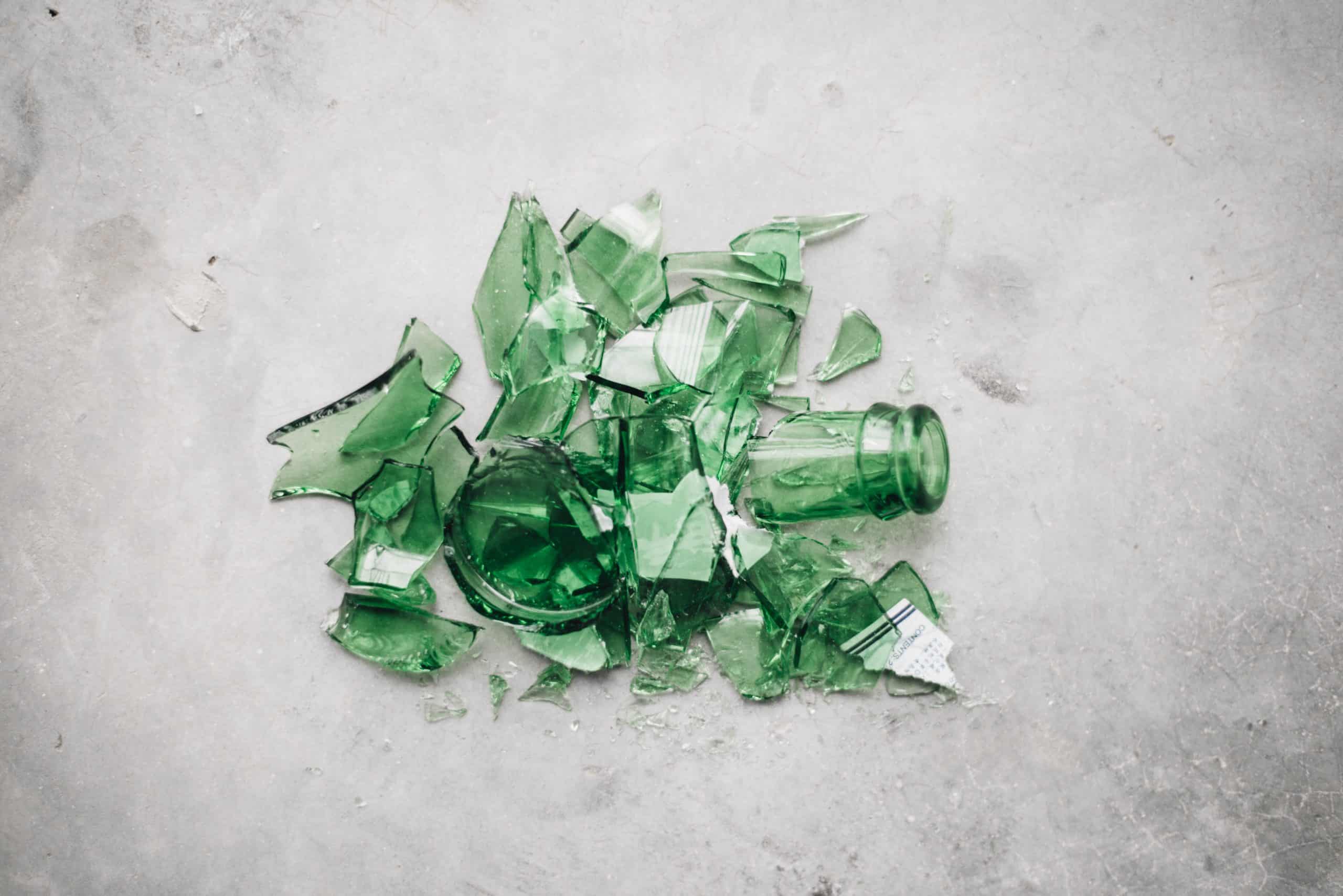 broken green bottle glass