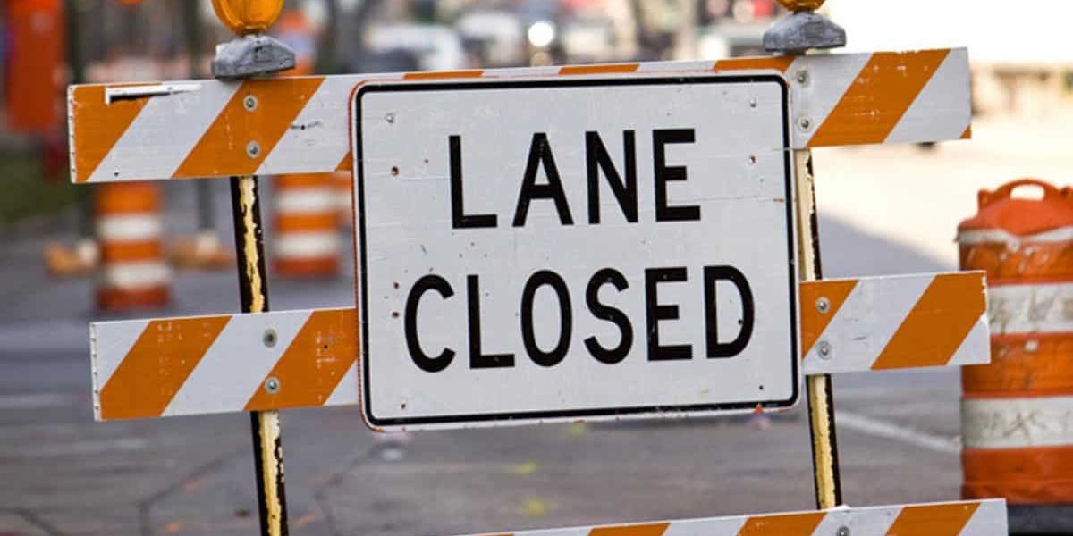 Lane closed Burlington construction