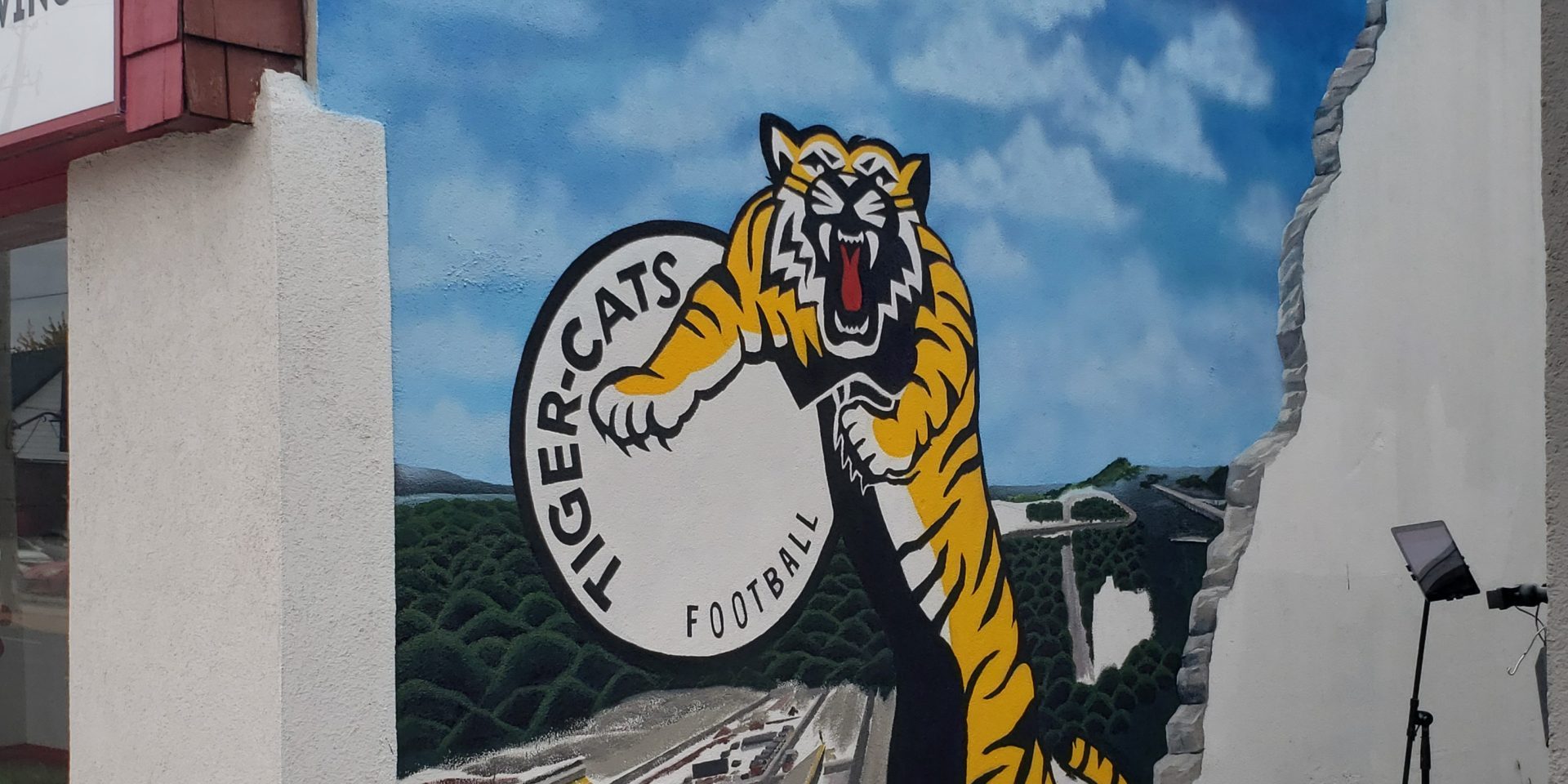 Hamilton selfie contest officially underway at Tiger-Cats-themed escarpment mural