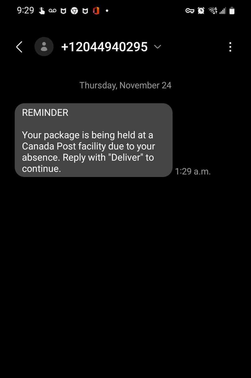 canada post text scam