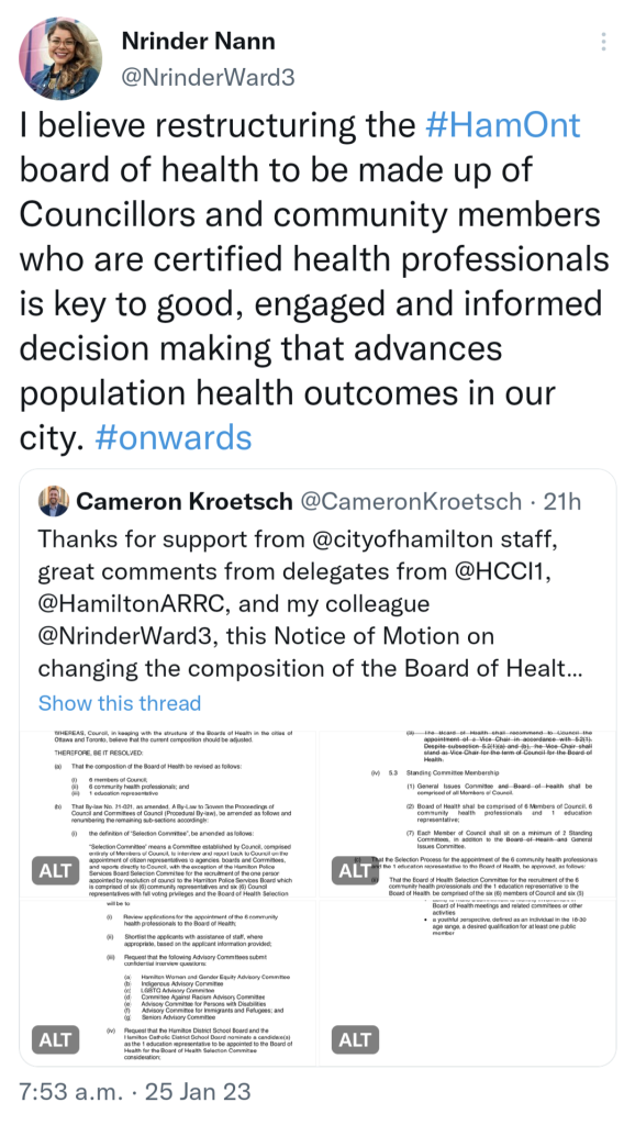 cameron KROETSCH nrinder nann city hall Hamilton Health Board of Health