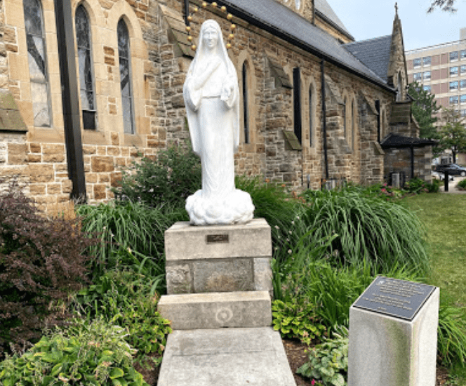 st patricks church hamilton ontario vandalism mary statue