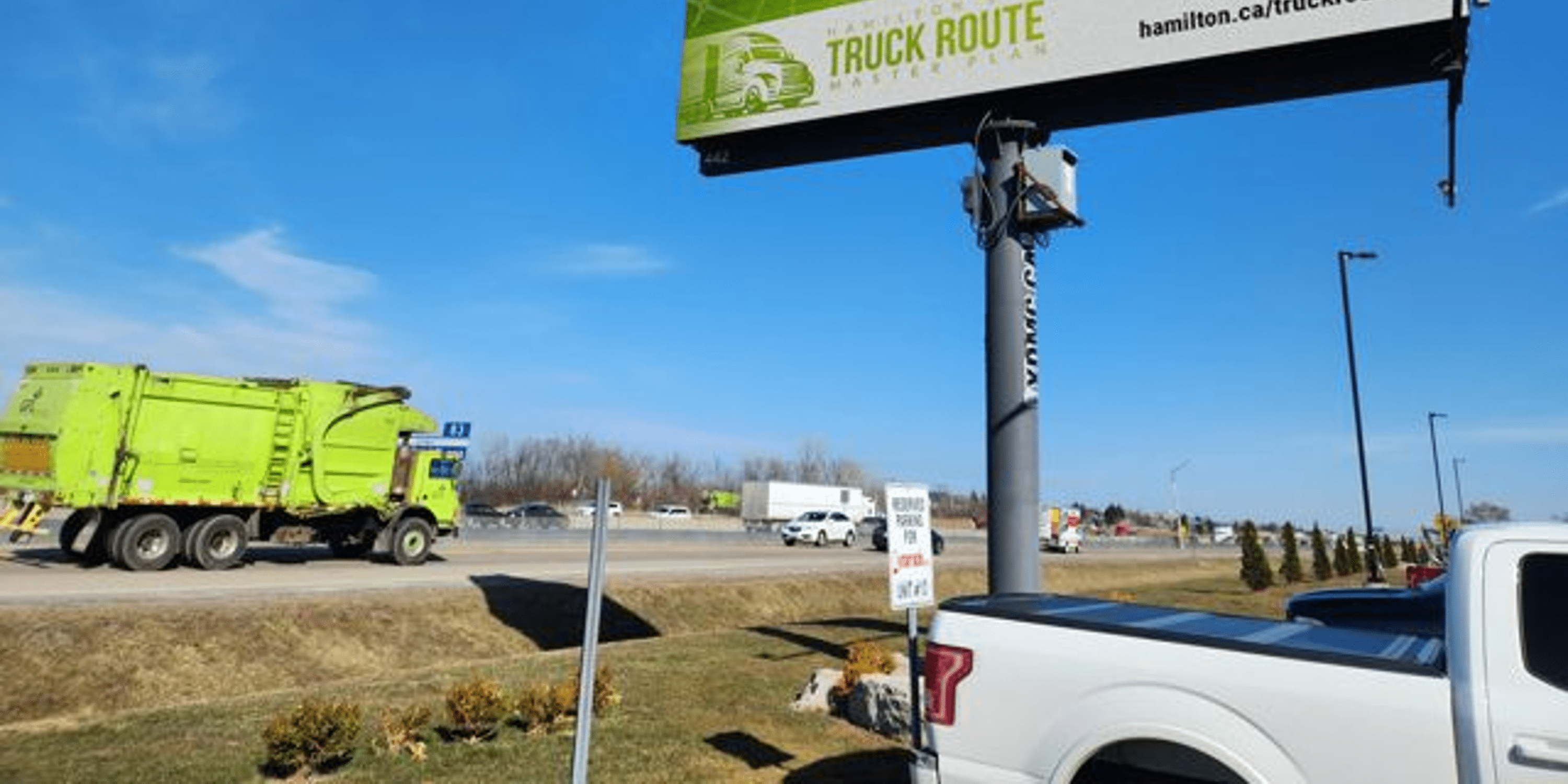 city of hamilton ontario transport delivery truck routes billboard qew