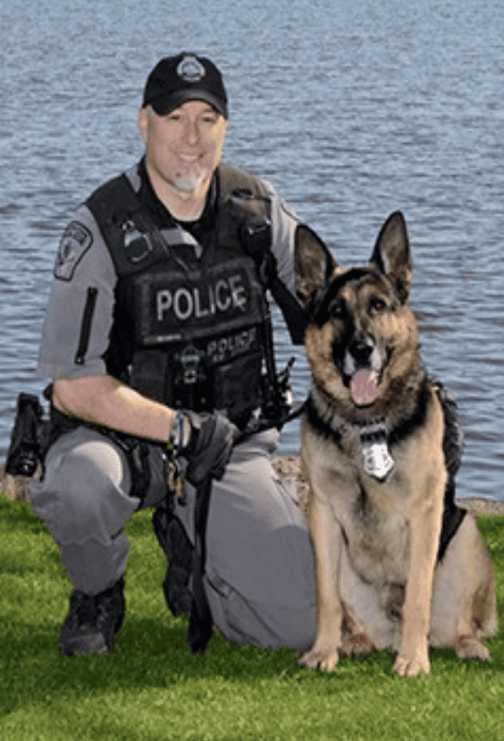 Hamilton K9 Jake, seen with his partner officer Willson, specializes in human scent detection. COURTESY OF HAMILTON POLICE SERVICE