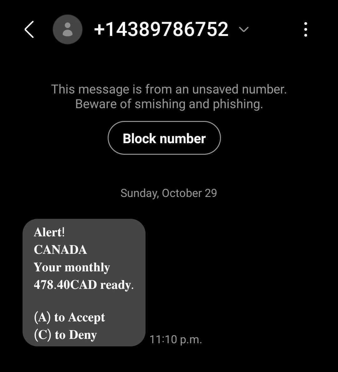 canada payment scam
