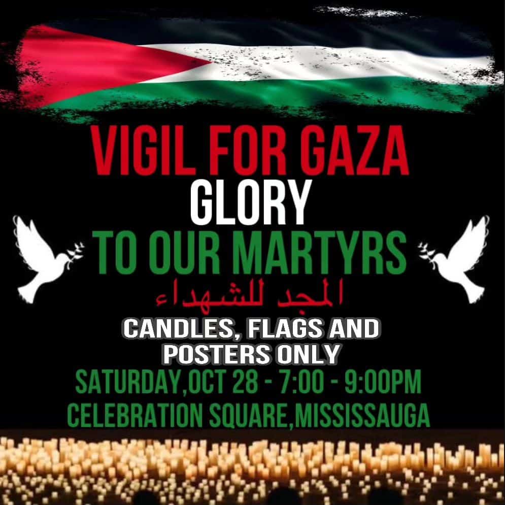 vigil for gaza at celebration square oct 28