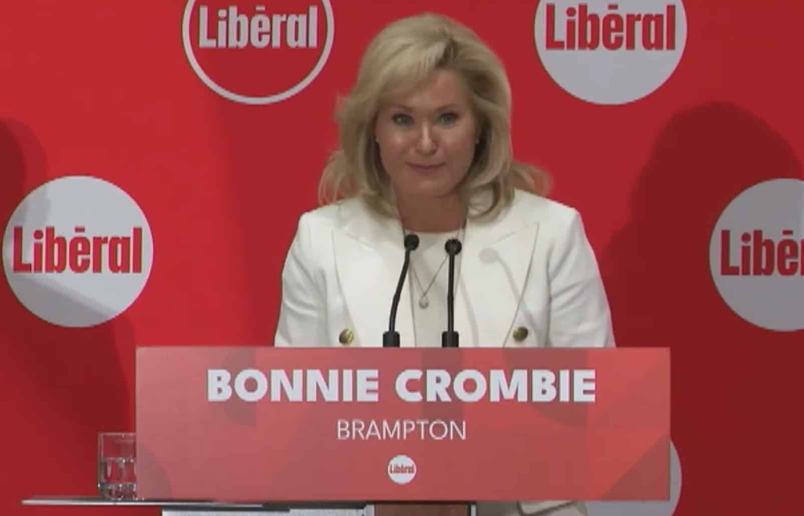 Mississauga Mayor Bonnie Crombie at Liberal leadership debate Nov. 19 2023 in Brampton.