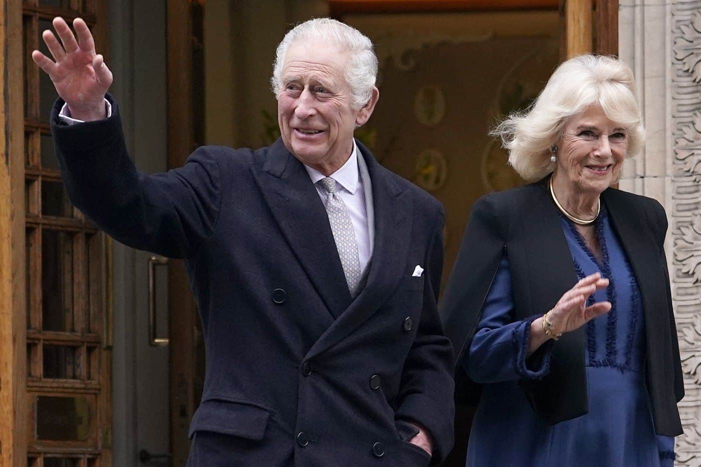Britain's King Charles III and Queen Camilla leave The London Clinic in central London, Monday, Jan. 29, 2024. King Charles III was in hospital to receive treatment for an enlarged prostate. (AP Photo/Alberto Pezzali)