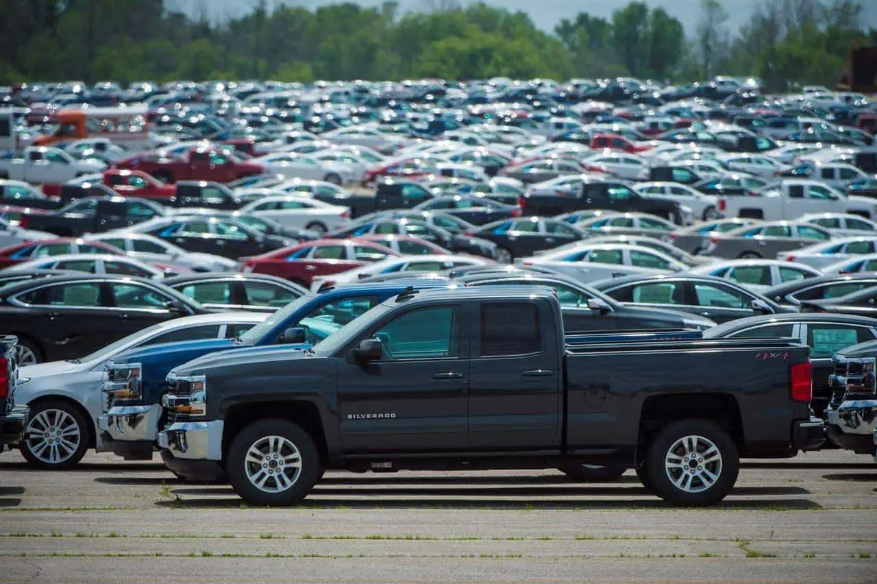GM trucks at Oshawa yard