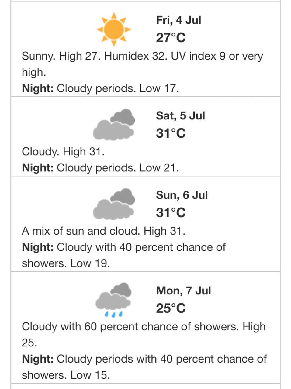 weekend weather southern ontario july 5