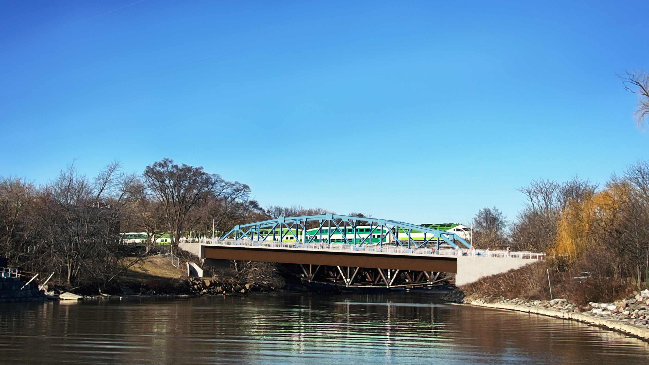 new pedestrian bridge over credit river mississauga.
