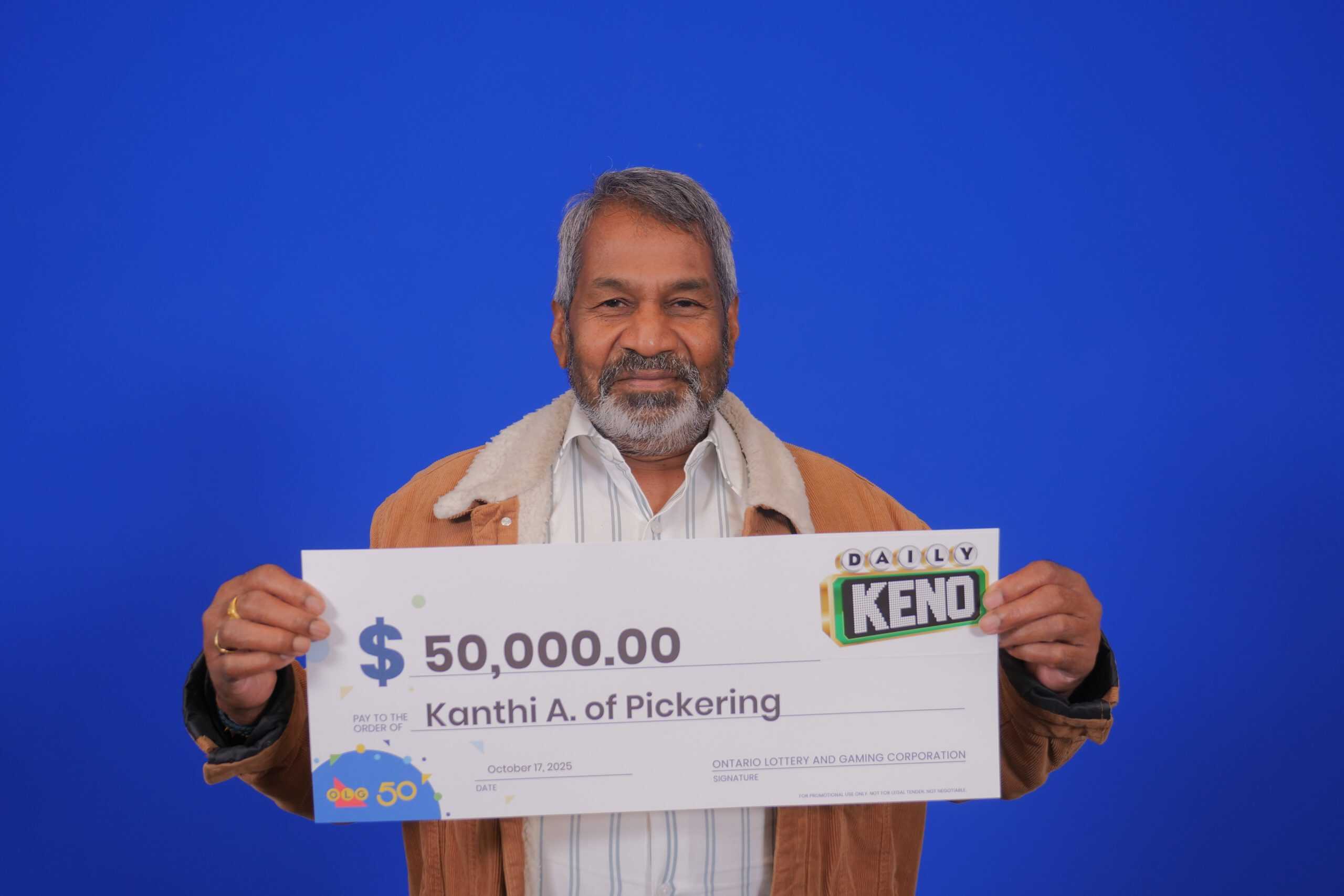Kanthi Ambalavanar of Pickering won $50,000 in the Sept. 10 Keno draw
