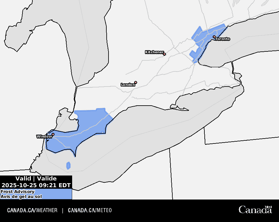 frost advisory greater toronto area