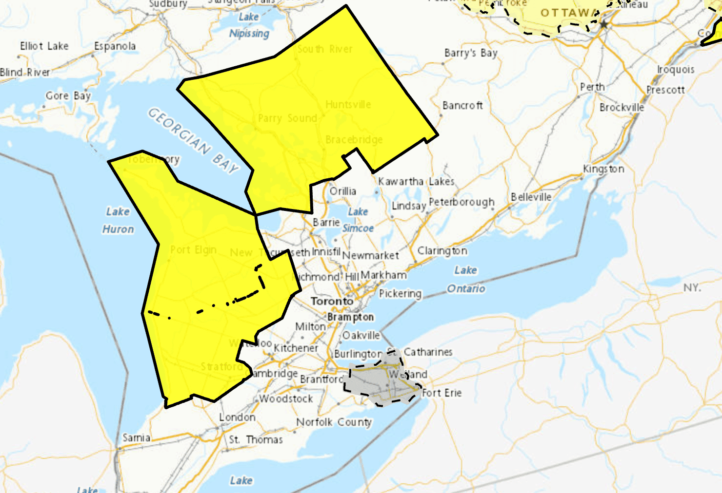 weather warning snow ontario