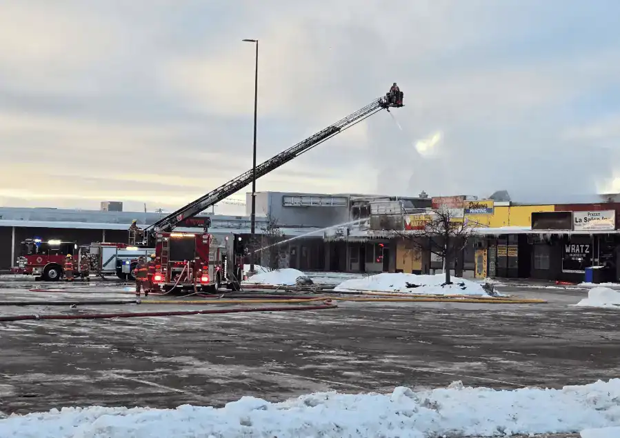 Building beig demolished after fire at Ajax commercial plaza