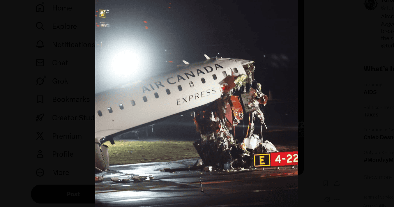 Footage shows the moment Air Canada jet crashed in New York
