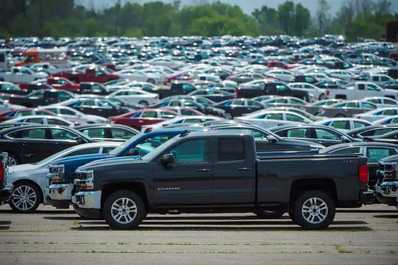 GM truck awaiting shipment in Oshawa