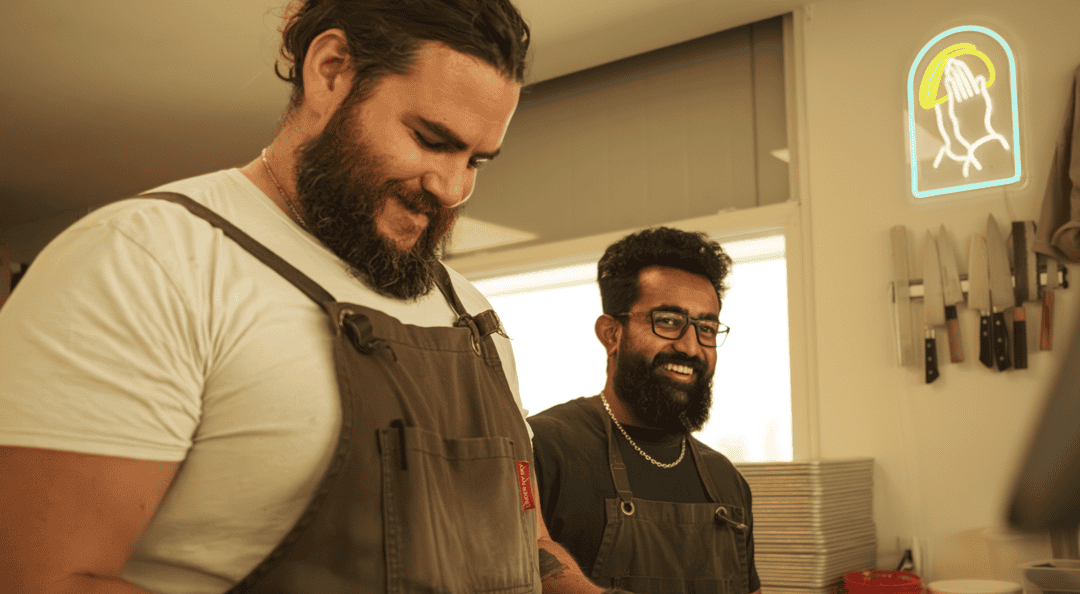 Ian Chislett and Aravind Selvaraj of Rebel Tacos, the new owners of Mustang Drive-In in Prince Edward County