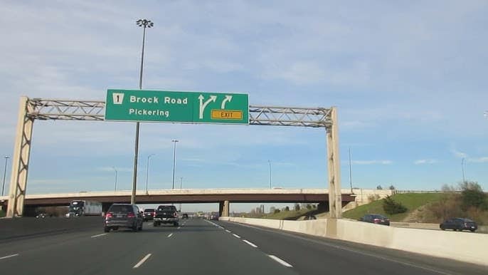Highway 401 ramp work at Brock Road in Pickering