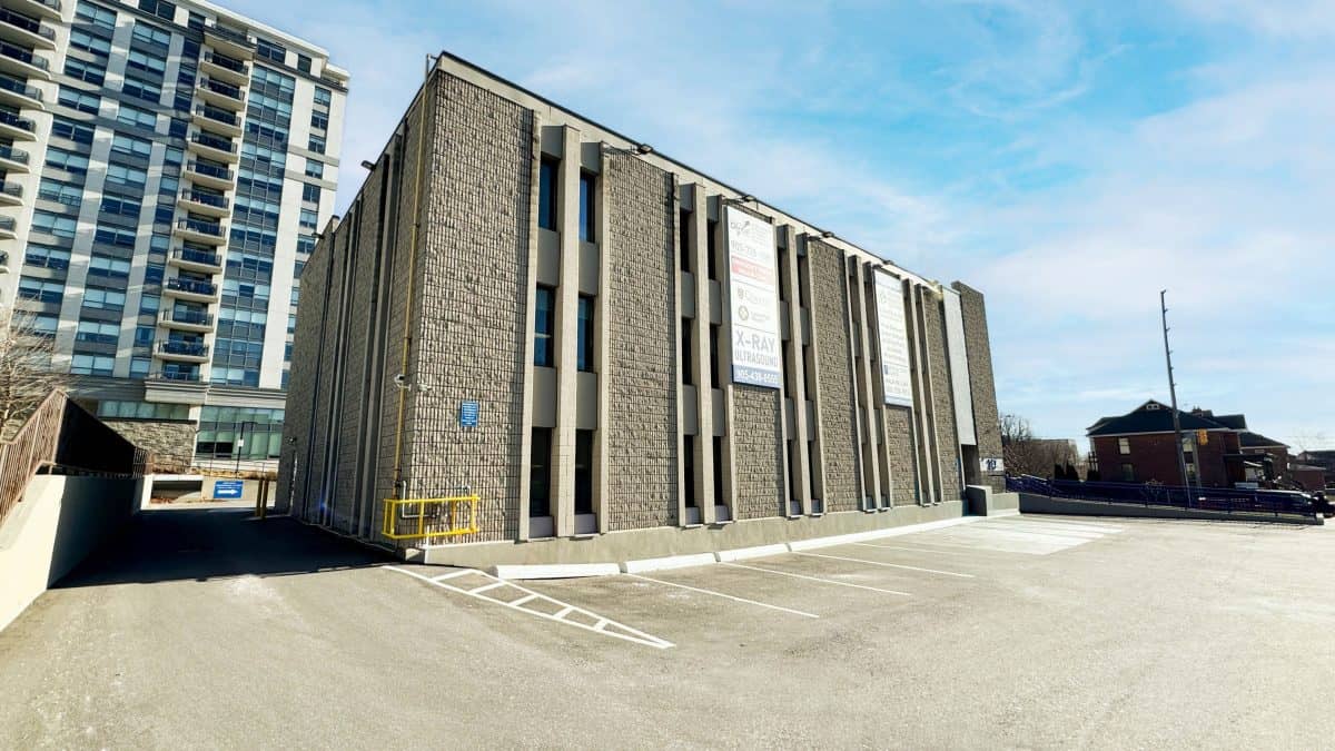 A sinkhole caused the parking lot at the Oshawa Health Centre on Simcoe Street in Oshawa to collapse