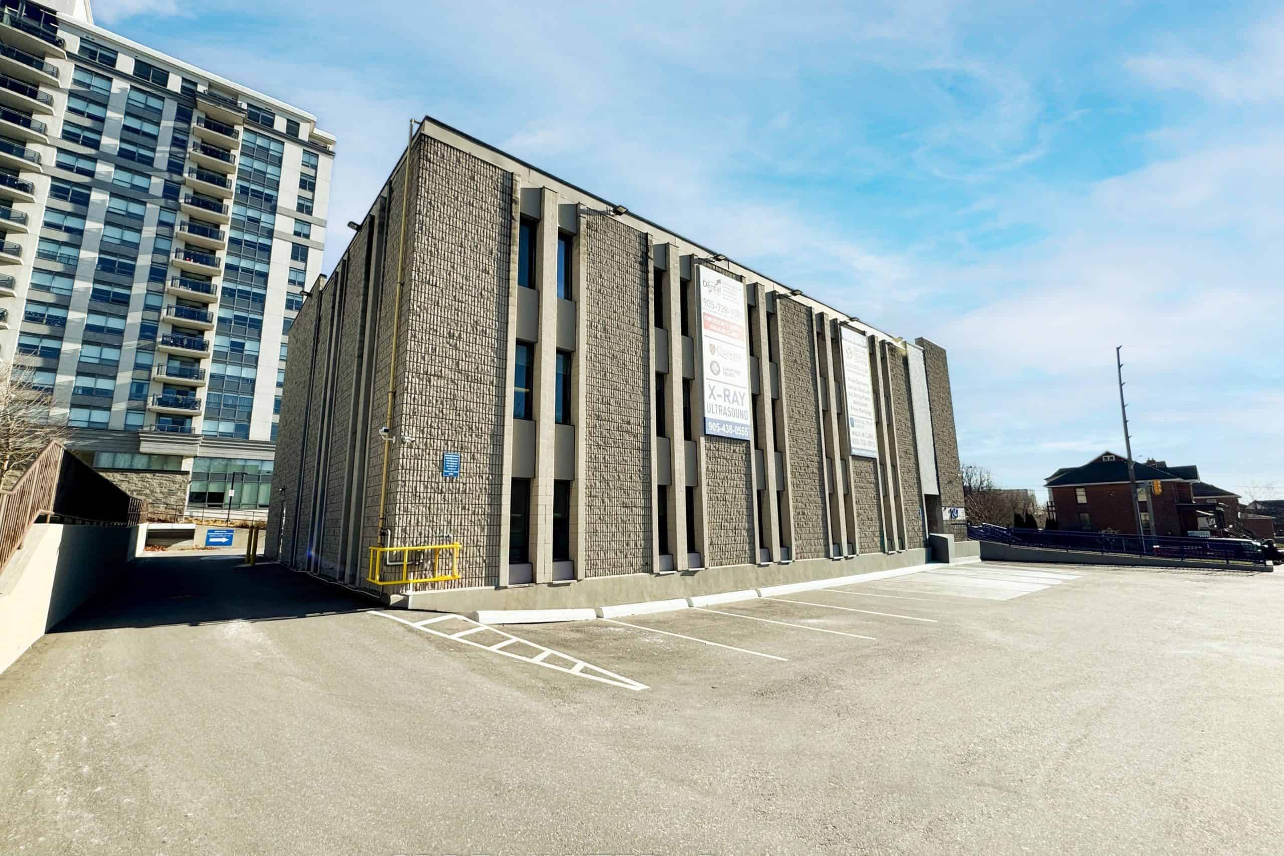 A sinkhole caused the parking lot at the Oshawa Health Centre on Simcoe Street in Oshawa to collapse