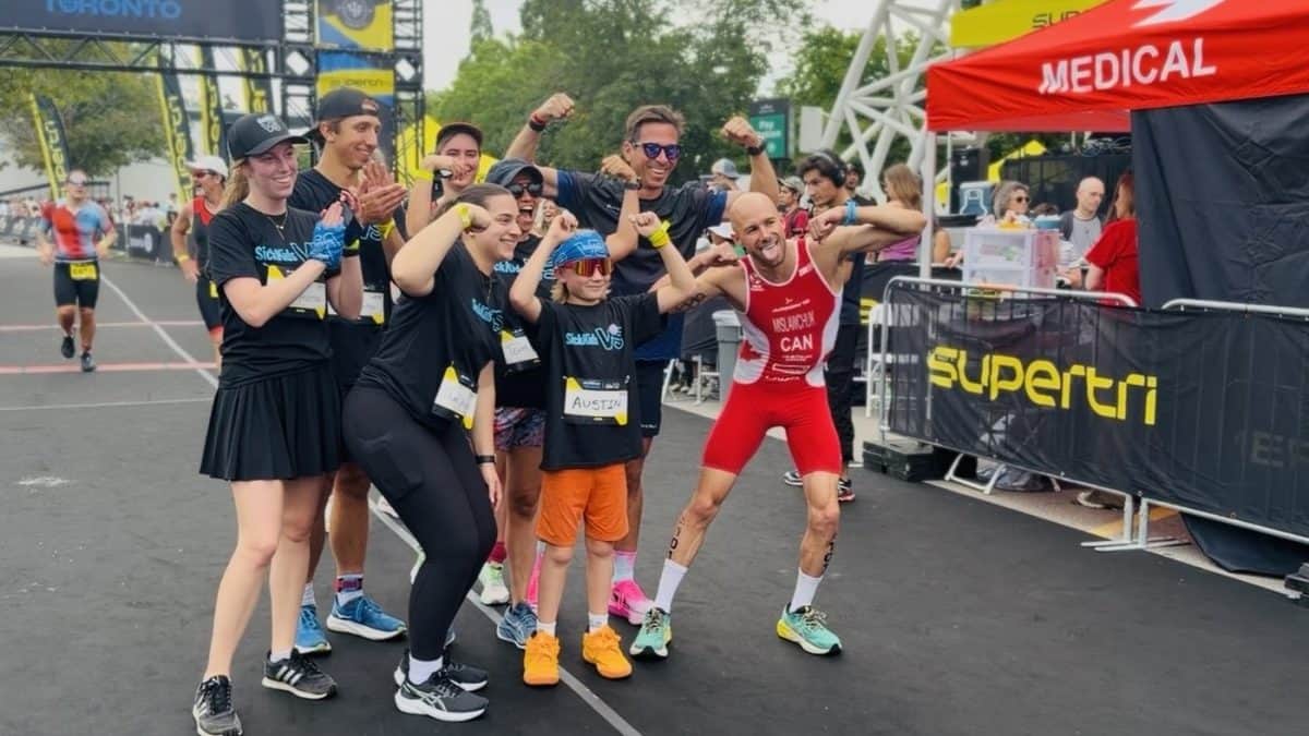 Boy, 10, who nearly lost his feet to lawnmower finishes Toronto triathlon