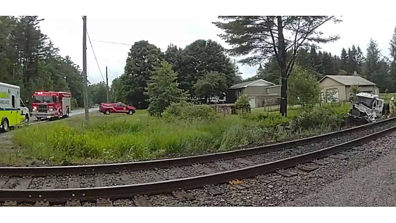 truck collide train bracebridge ontario